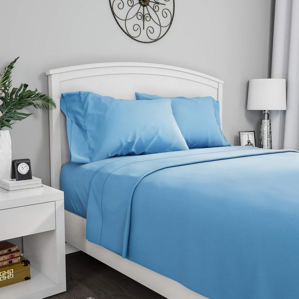 Bedford Home Series 1200 3 Piece Twin Sheet Set, Blue