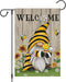 Welcome Summer Gnome Garden Flag, Spring Summer Bee Sunflower 12x18 Double Sided Burlap House Flag