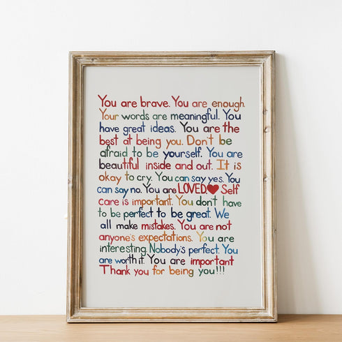AMERICAN LUXURY GIFTS You Are Brave Inspirational Poster, Motivational Wall Art Print 8x10