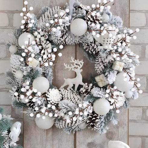 40 (40, Rowfad Pcs Artificial Berry Stems Branches, Christmas White Faux Holly Berries Picks Ornaments for Christmas