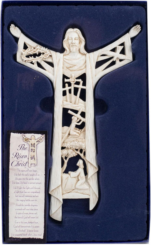 Dicksons The Risen Christ Calvary Story Wall Cross, 11 Inch Woodgrain Resin Stone