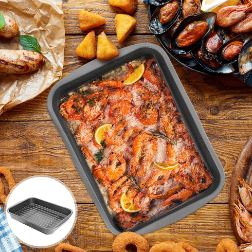Non-Stick Baking Tray with Cooling Rack, Roasting Pan and Wire Rack