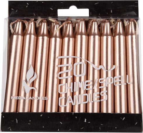 Mega Candles 20 pcs Unscented Mini Taper Candles, 4 Inch Tall Rose Gold for Magic Chimes and Rituals