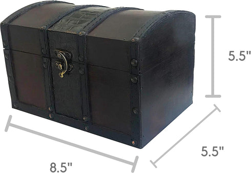 MAXFLO Handcrafted Wooden Treasure Chest - Decorative Storage Box with Lock for Home Decor