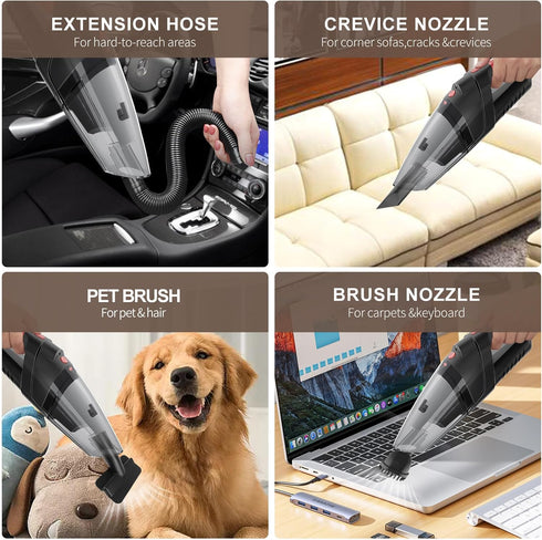 Handheld Vacuum Cleaner, Wet/Dry Cordless, 6.5KPA, Rechargeable Portable Hand Vacuum for Home & Car