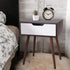 SUPER DEAL Mid-Century End Table Modern Side Table with Drawer Small Table with Wooden Legs, Sliding Drawer and Smiley