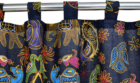 ABREEZE Retro Cotton Linen Kitchen Curtains - Bohemian Style Valances for Small Windows, 55"x20"