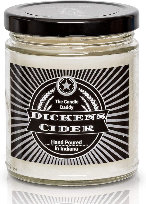 Dickens Cider - Funny Apple Bourbon Cider Scented Jar Candle, Fall, 6 Ounce, 40 Hour Burn