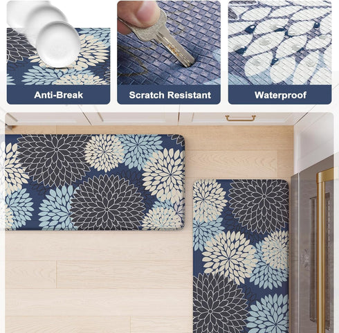 KIMODE Anti Fatigue Kitchen Mat, 17.3"x29" Non-Slip Waterproof Padded Floor Mat for Laundry and Office