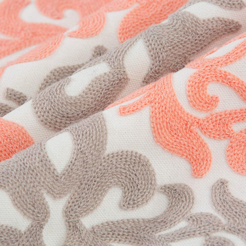 HWY 50 Coral Pink Decorative Throw Pillow Covers - 18x18 Inch (1 Piece) - Embroidered Cotton Farmhouse Cushion Cover