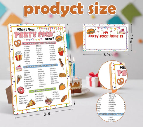 Mysrin Game,30 68 Party Food Party Decor, What is Your Party Food Name Stickers, Perfect for Birthday Party Activities