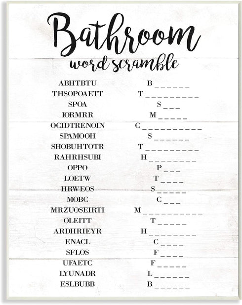 Stupell Industries Bathroom Scramble Wall Plaque, 10 x 15, Design by Artist Daphne Polselli