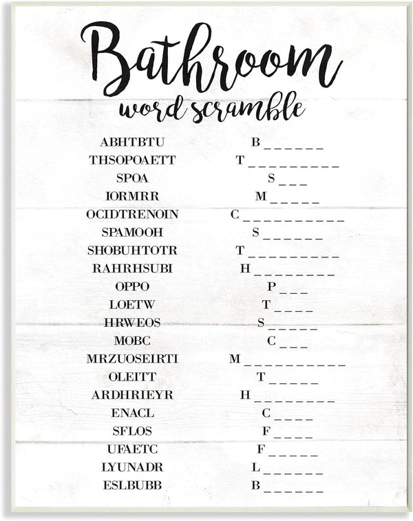 Stupell Industries Bathroom Scramble Wall Plaque, 10 x 15, Design by Artist Daphne Polselli