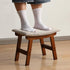 Compact Bamboo Ottoman with Beige Cushion and Brown Legs - Ideal Foot Rest