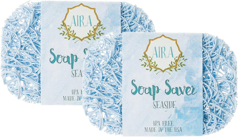 Aira Soap Saver, Dish & Holder Accessory, BPA Free Shower & Bath Holder, Easy to Clean, Seaside Two Pack