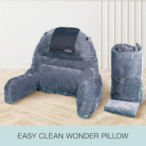 malu Extra Large Reading Pillow- Ergonomic Pillow- Back Pillow for Bed+ Rolling Mat for Neck Support- with Shredded