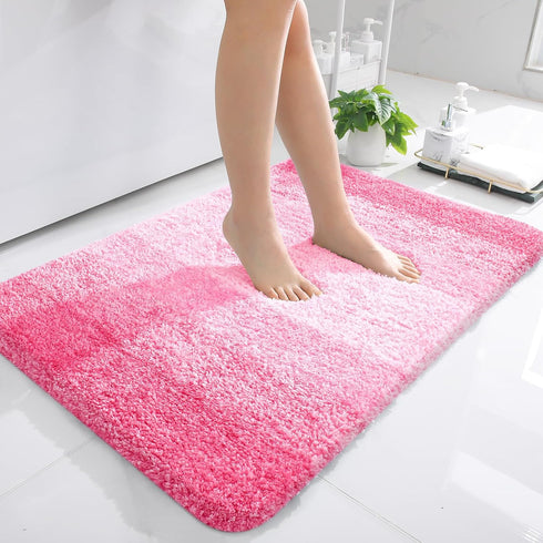 OLANLY Pink Bathroom Rug Mat 36x24, Extra Soft Absorbent Microfiber Non-Slip Plush Shaggy Bath Carpet