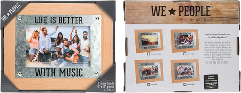 Pavilion Gift Company 67724 Life is Better Music People 4x6 MDF Wall Hanging Picture Frame, Brown