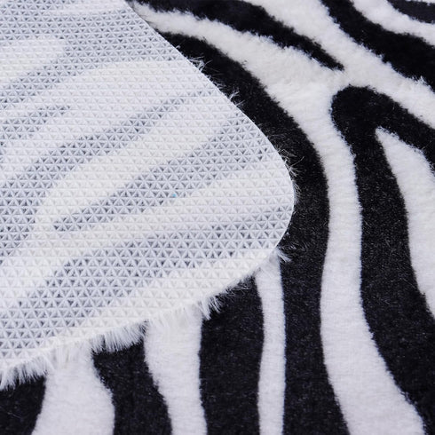 Zebra Print Rug, 3.6x2.5 Feet, Faux Animal Print, Non-Slip Area Rug for Living Room Bedroom Decor