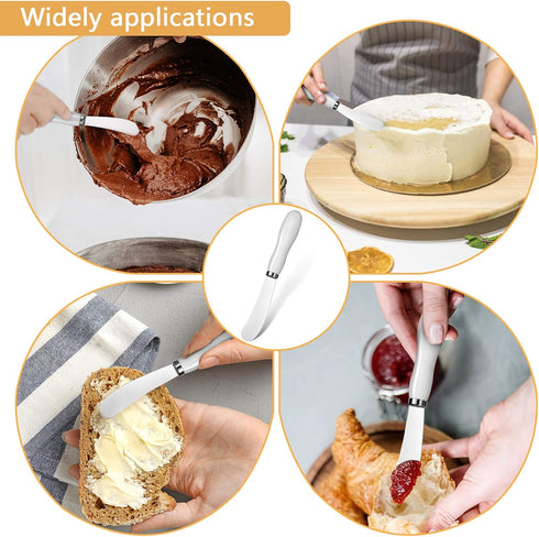 8 5.74 Inch Patelai Pcs Butter Spreader Knives, Stainless Steel Butter Knife with White Porcelain Handles Multipurpose