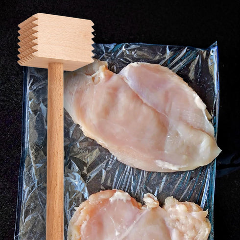 HIC Kitchen Wooden Meat Tenderizer Mallet, Double Sided, 12.5-Inches, FSC-Certified Beechwood