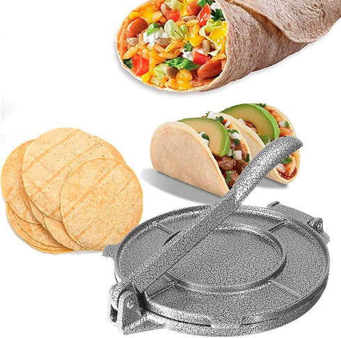 Tortilla Maker, Multifunctional Easy to Clean Non-Stick Heavy-Duty Cast Iron Kitchen Accessory, Gray for Home and