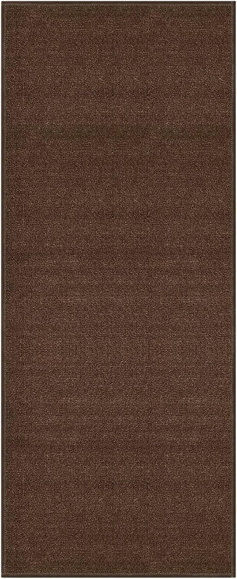 Kapaqua Custom Length Runner Rug, Solid Color Non Slip Rubber Backing for Hallway Stair Kitchen Living Room, Coffee