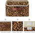 Storage Bin with Lid Leopard Print Cute Velvet Fabric Storage Basket Box Faux Leather Handles PP Plastic Board Foldable Washable Lidded Closet Shelf Organizer Container (Small Size)