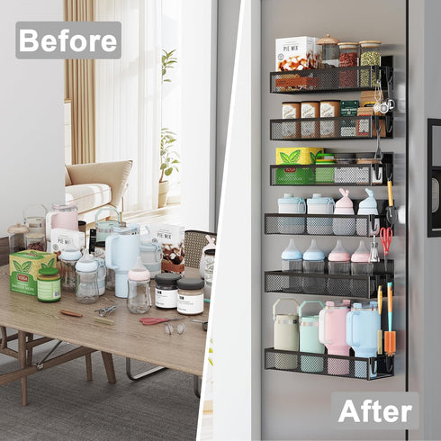 Aufworld 6 Pack 12 (6 Pack) Magnetic Spice Rack for Refrigerator, Magnetic Shelf, Fridge Magnet Organizer with Moveable