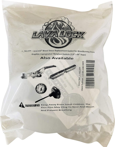 LavaLock Wood Stove Replacement Gasket, Graphite Impregnated Fiberglass, 5/8" x 84" Rope