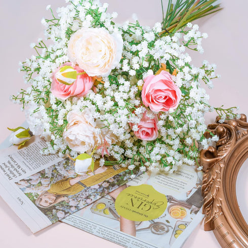 12 Pcs Babys Breath Artificial Flowers, Real Touch Gypsophila for Wedding Party Home Garden Decoration