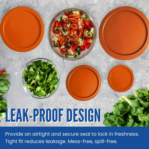 Replacement Lid for Pyrex 6" Storage Plastic Cover, 4 Cup Bowl 7201-PC Orange (2-Pack)