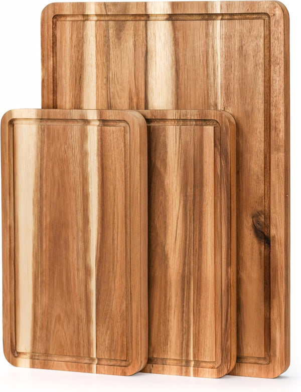 VieWood Acacia Wood Cutting Board Set of 3 for Kitchen, Serving, Charcuterie