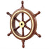 Nagina International 4" Small Rosewood Crafted Brass Ring Ship Wheel, Nautical Decor Steering Wheel