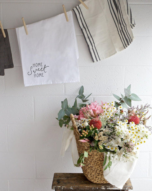 The Cotton & Canvas Co. Home Sweet Home Soft and Absorbent Kitchen Tea Towel, Flour Sack Towel and Dish Cloth
