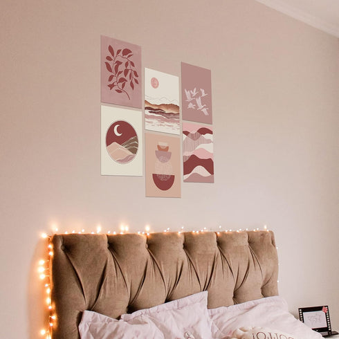 Boho Wall Decor Art Prints, 8x10 Set of 6 Modern Posters for Southwestern Desert Bedroom Decor