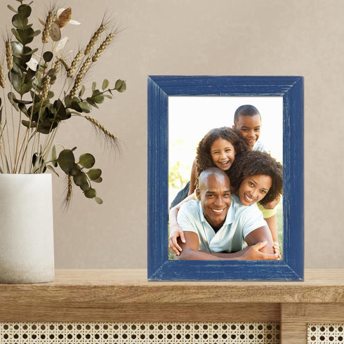 Lawrence Frames 745757 Weathered Woods Picture Frame, 5x7 Charlotte Navy Blue