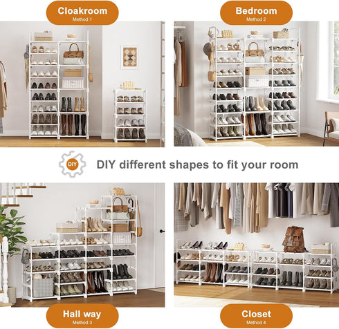 WOWLIVE 9 Tiers Large Shoe Rack Organizer for Closet, Stackable Heavy Duty Shoe Storage with Metal Connectors