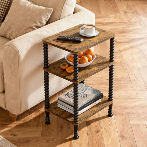 3-Tier Side Table, Small End Table, Nightstand with Storage Shelves, Sofa Table for Small Spaces for Living Room