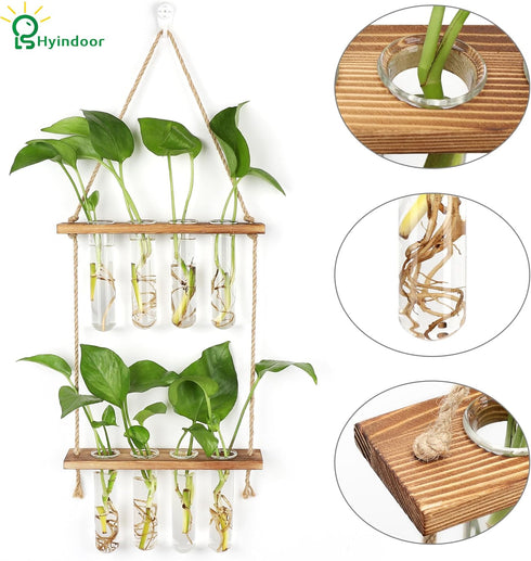 Hyindoor 2 8 Wall Hanging Planter Terrarium Tired Test Tube Vase Glass Planter Plant Propagation Station Plant Hangers