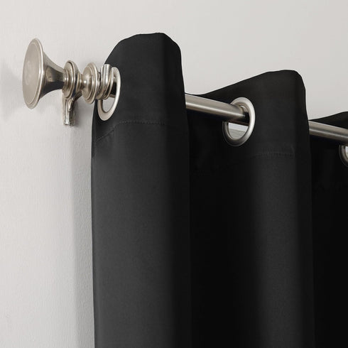 Sun Zero Soho Blackout Energy Efficient Grommet Curtain Single Panel - 54" x 84", Black