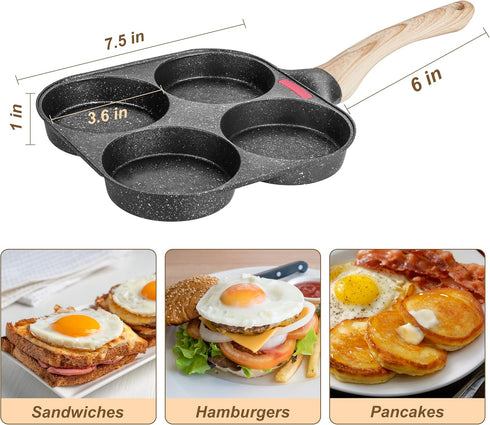 MyLifeUNIT 4-Cup Nonstick Egg Frying Pan, Skillet for Breakfast, Pancakes, Suitable for Gas Stove