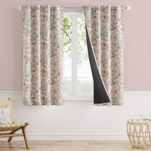 Vangao Pink Nursery Curtains for Girls Room Floral Blackout Curtains 63 Inch