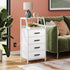 4 Nightstand Drawer Dresser with Charging Station, Side Table with Fabric Drawers, End Table with Open Shelf, Bedside