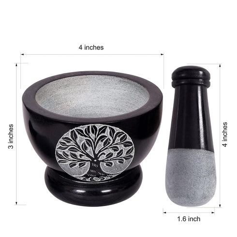 Mortar and Pestle - Heavy Duty Polished Hard Stone Grinder for Spices, Herbs, and Seasoning