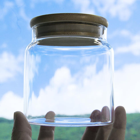 Glass Jar with Lid - 17.6 FL oz Airtight Glass Storage Jar for Kitchen Counter, Decorative Jar for Food