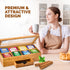 8 Set Bambuesi Tea Box Organizer with Drawer - Compartment Bamboo Wooden Tea Storage Chest with Acrylic Window