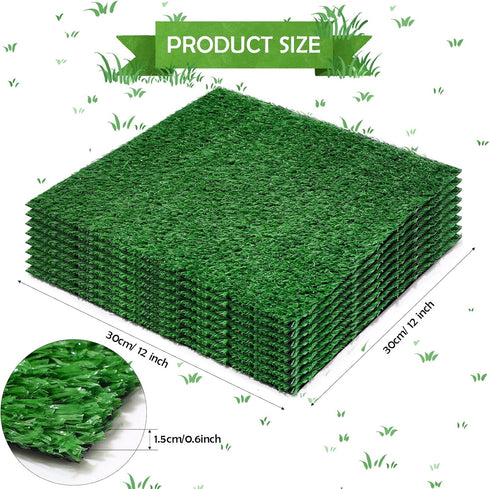12 12 12 Inch Nuanchu Pieces x Artificial Grass Square Mats Fake Grass Tiles Placemats Turf Patch Table Centerpieces