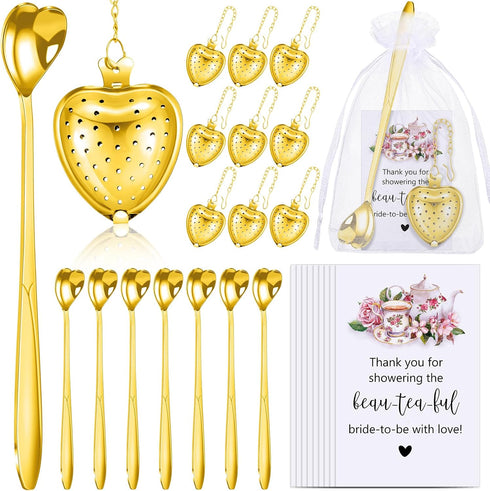 Qinyoung 50 Sets Bridal Shower Tea Party Favors for Guests Party Heart Infuser
