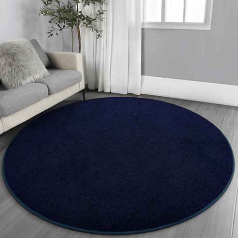 Gifeas Ultra Soft Round Area Rugs for Living Room Bedroom, 6x6 Feet Navy